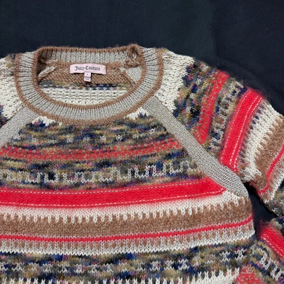 Juicy Couture Women's Sweater Large Multi Colored Angora Alpaca Metalic Thread - Picture 1 of 8